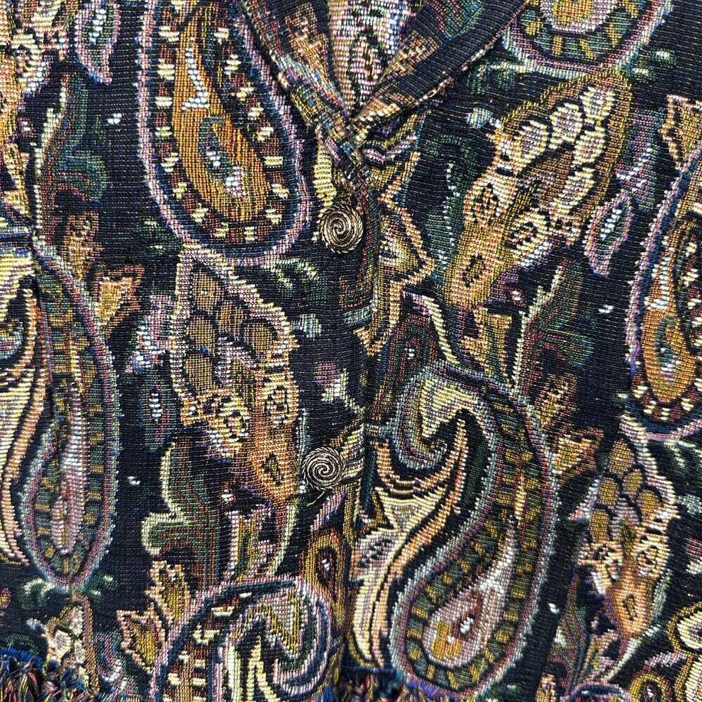 Vintage Passports Pier 1 Imports Tapestry Paisley Fringe Vest Size SMALL - Picture 4 of 6
